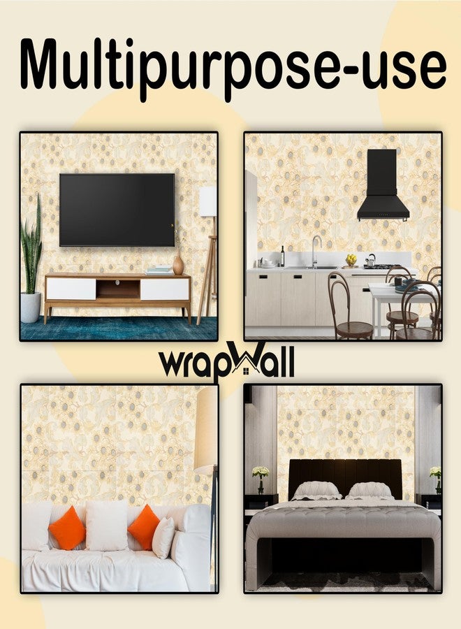 WrapWall 3D New Wallpaper PE Foam self Adhesive Design Wall Stickers/DIY Wallpaper for Home Hotel Living Room Bedroom Cafe Decor || Size 70 * 70 cm (Flower-Cream-4, 1) - Image 4
